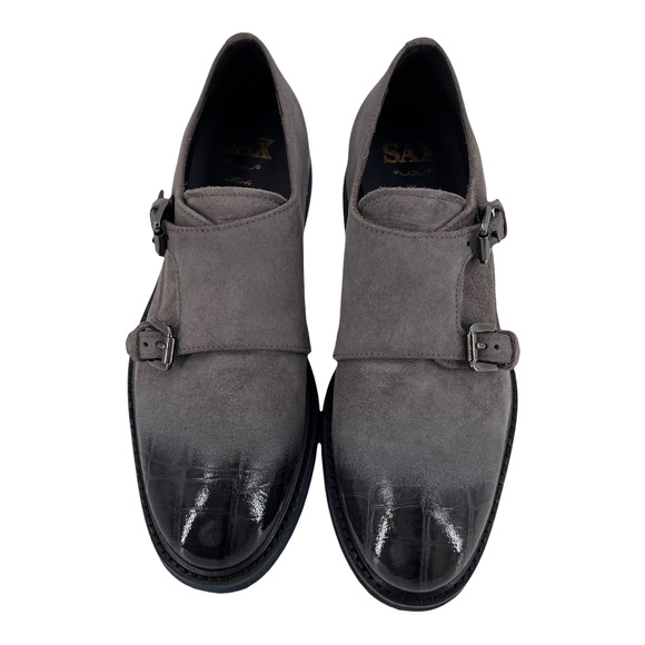 SAX Italy Loafers Leather Suede Grey Crocodile Women's Sz 35 / 5 NIB $300 - Picture 3 of 13